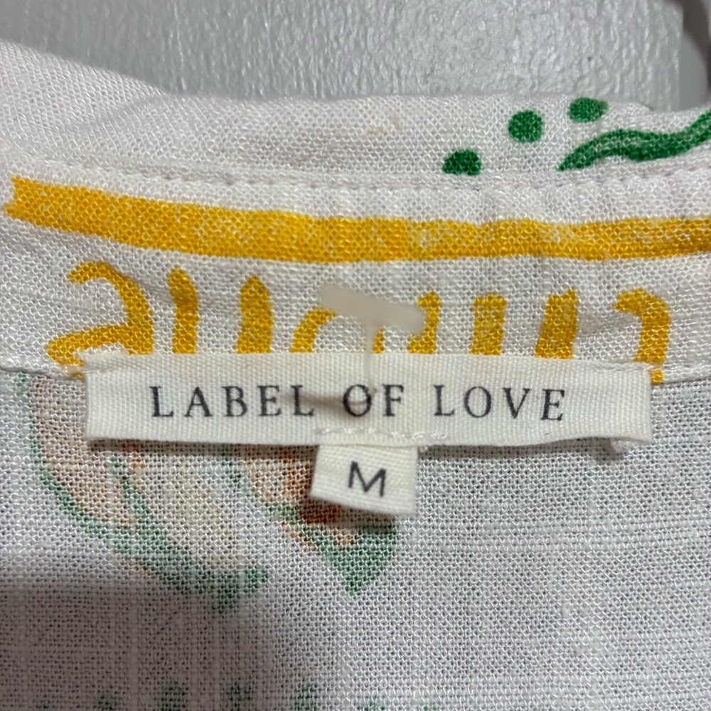 Label of Love Women's Shirt Size M Linen Blend Colorful Graphic 3/4 sleeves - Picture 2 of 15